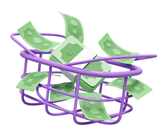 Money Basket  3D Icon