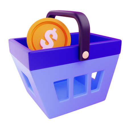 Money Basket  3D Icon