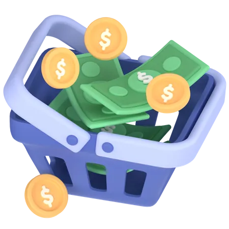 Money basket  3D Icon