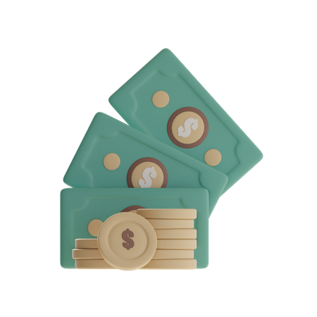 Money Bills And Coins  3D Icon