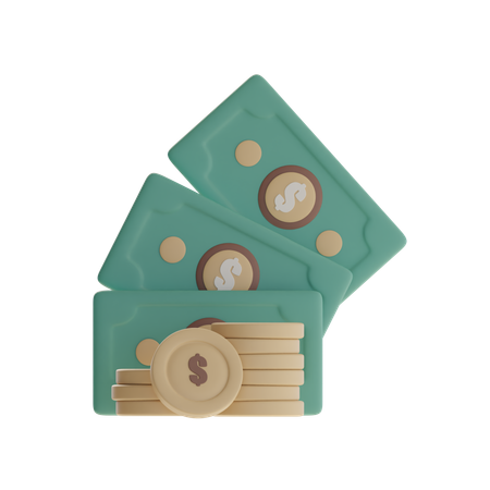 Money Bills And Coins  3D Icon