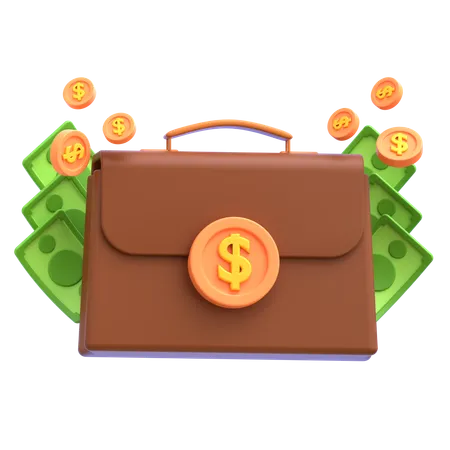 お金のブリーフケース  3D Icon