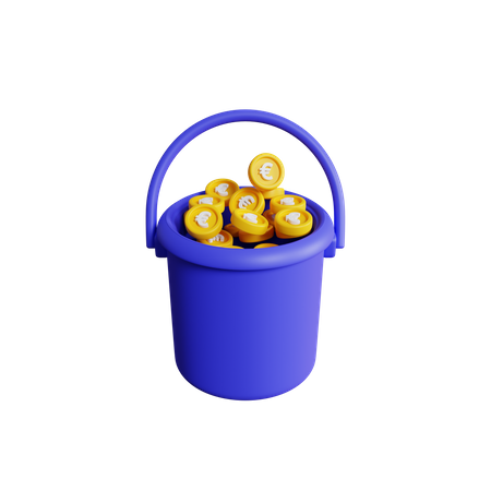 Money Bucket  3D Icon