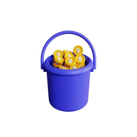 Money Bucket  3D Icon