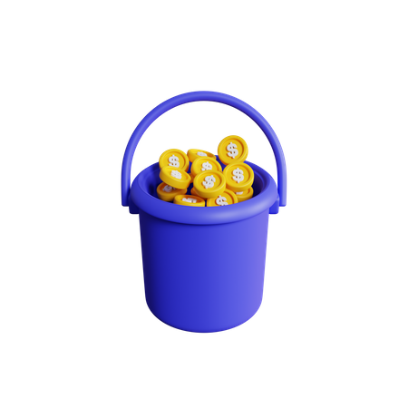 Money Bucket  3D Icon