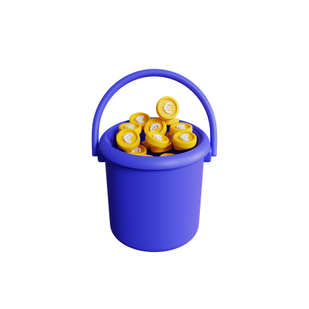 Money Bucket  3D Icon