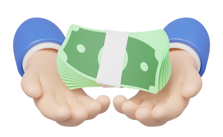 Money Bundle In Hand  3D Icon
