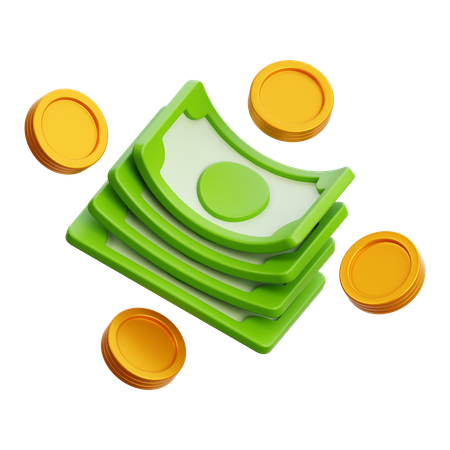 Money bundle with coins  3D Icon
