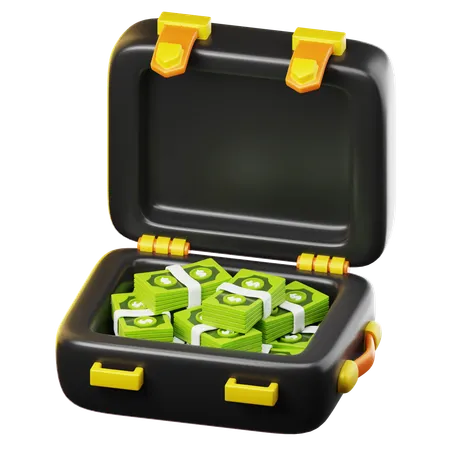 Business And Finance Illustration Open Suitcase Full Of Money Isolated On Transparant Background 3 D Illustration High Resolution 3D Icon