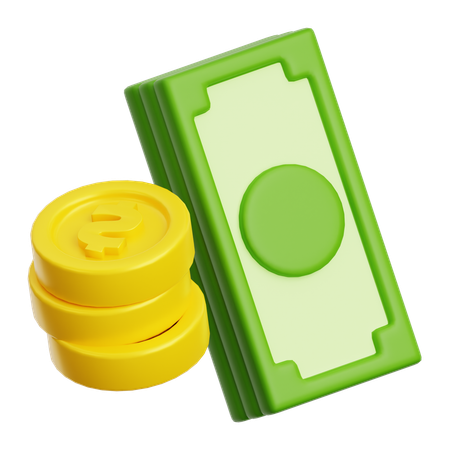 Money Cash and Coin  3D Icon