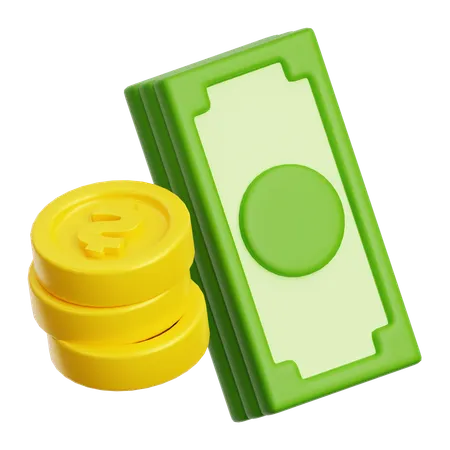 Money Cash and Coin  3D Icon