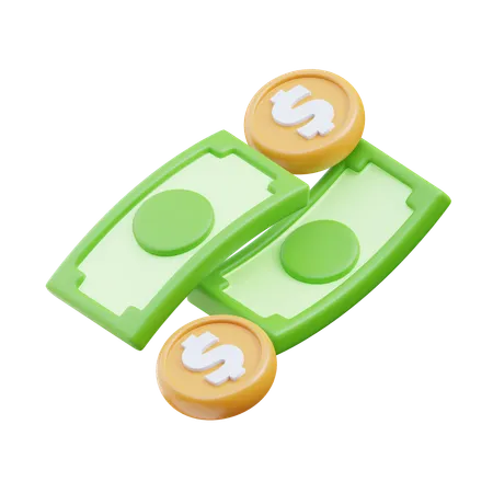 Money Cash with Coin  3D Icon