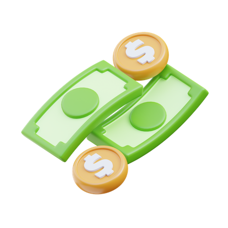 Money Cash with Coin  3D Icon