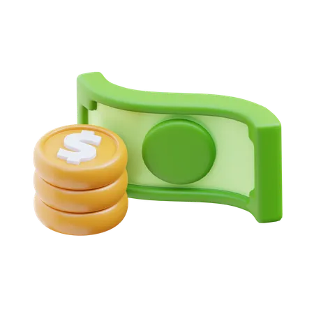 Money Cash with Coin  3D Icon