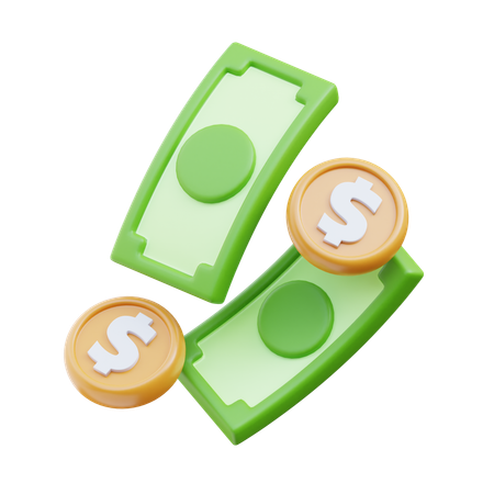 Money Cash with Coin  3D Icon