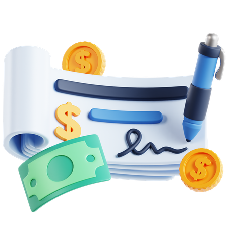 Money Cheque  3D Icon