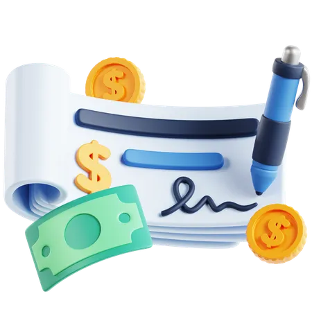 Bank Money Cheque 3 D Icon 3D Icon