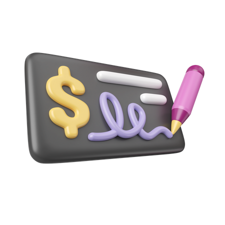 Money Cheque  3D Icon