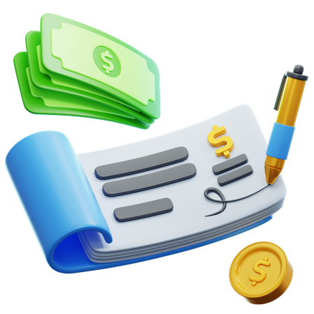 Money Cheque 3D Illustration  3D Icon