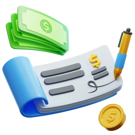 Money Cheque 3D Illustration  3D Icon