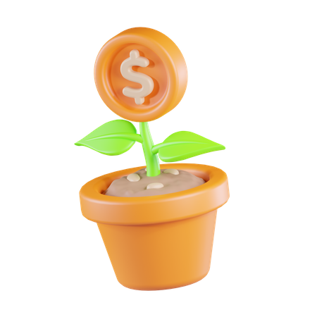 Money Coin Plant  3D Icon