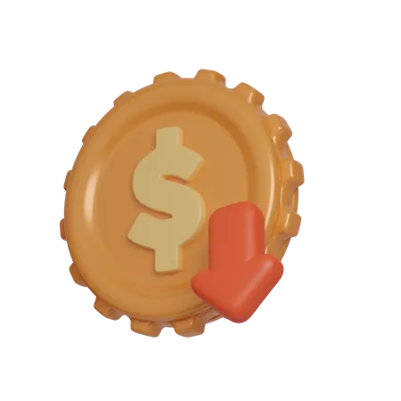 Dollar Decrease Coin 3 D Icon Financial And Banking 3 D Illustration 3D Icon