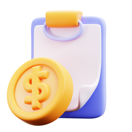 お金の書類  3D Icon