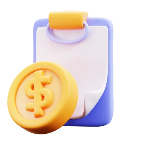 お金の書類  3D Icon