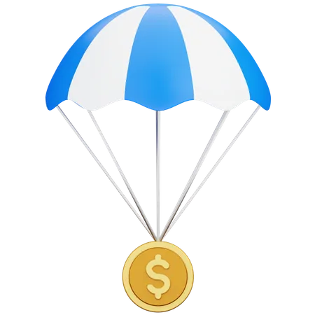 Money Dollar Parachute  3D Icon