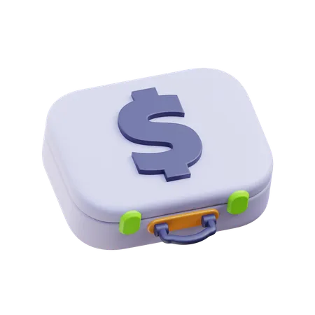 Money Dollar Suitcase  3D Icon