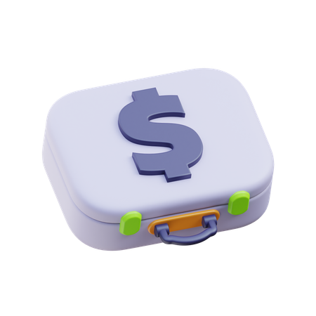 Money Dollar Suitcase  3D Icon