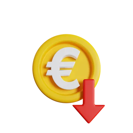 Euro Money Rate Down 3D Icon