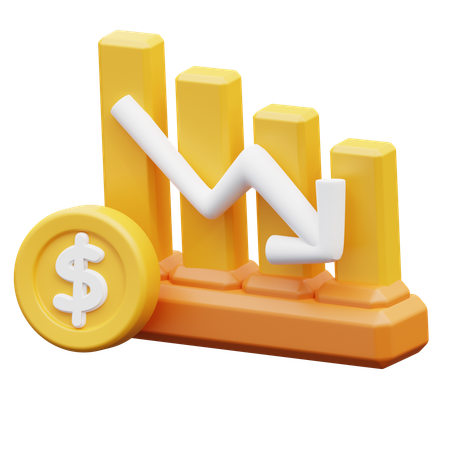 Money Down Graph  3D Icon