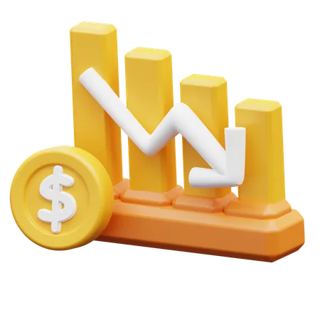 Money Down Graph  3D Icon