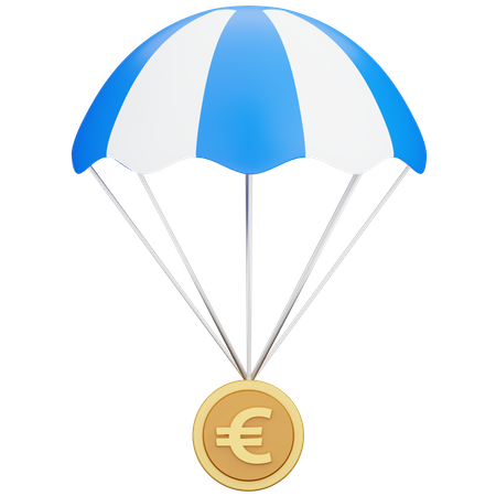 Money Euro Parachute  3D Icon
