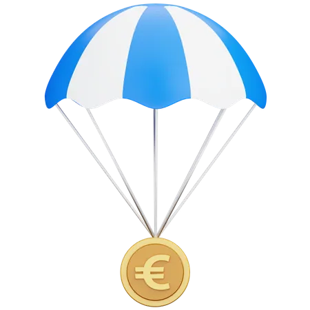 Money Euro Parachute  3D Icon