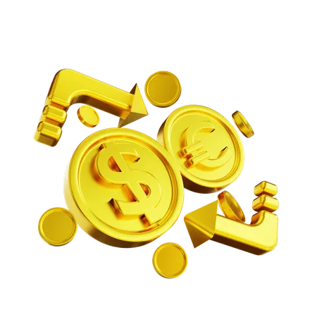 3 D Illustration Golden Money Exchange 3D Illustration