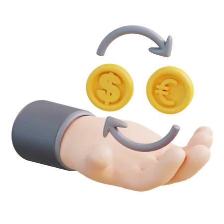 3 D Illustration Of Hand Holding Money Exchange 3D Icon