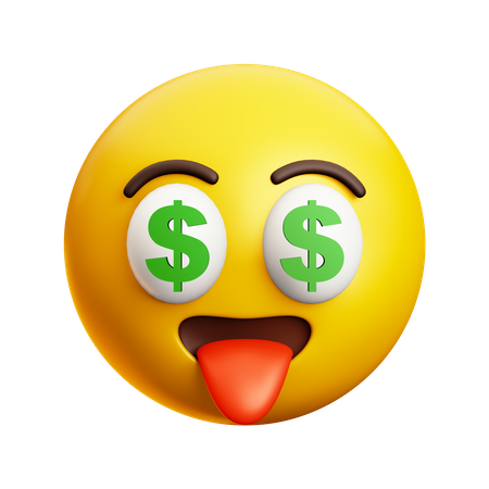 Money Eye With Sticking Tongue Out  3D Icon
