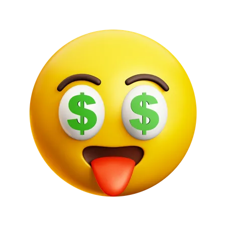 Money Eye With Sticking Tongue Out  3D Icon