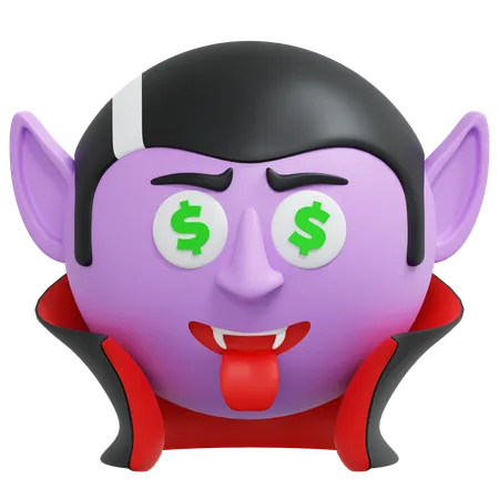 Dollar Eyes Vampire Emoticon 3 D Icon Illustration 3D Icon
