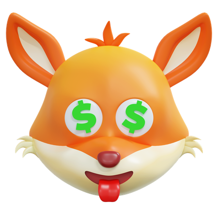 Money Face Fox Emoticon  3D Icon