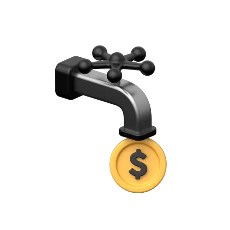Money Faucet 3 D Icon Represents Financial Abundance And Prosperity Featuring A Dynamic Three Dimensional Depiction Of Money Flowing Like Water 3D Icon