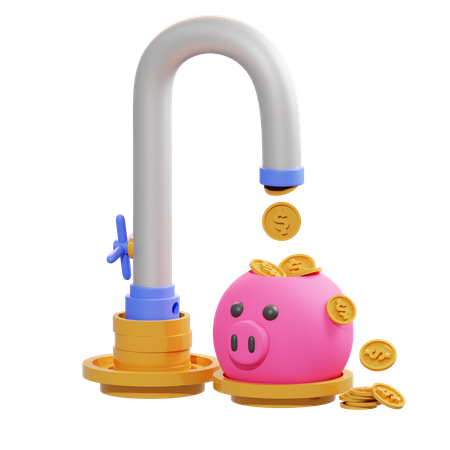 Money Faucet  3D Illustration