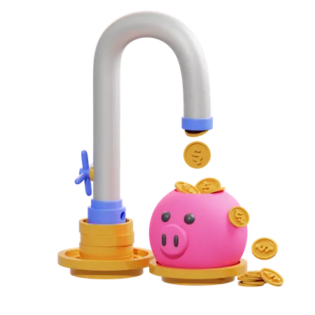 Money Faucet  3D Illustration