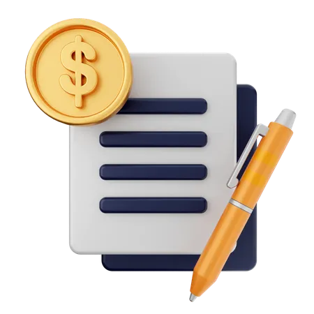 Money File Contract  3D Icon