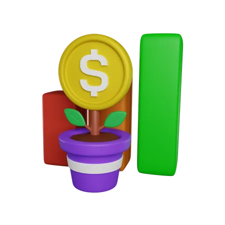 Money Growth 3 D Icon 3D Icon