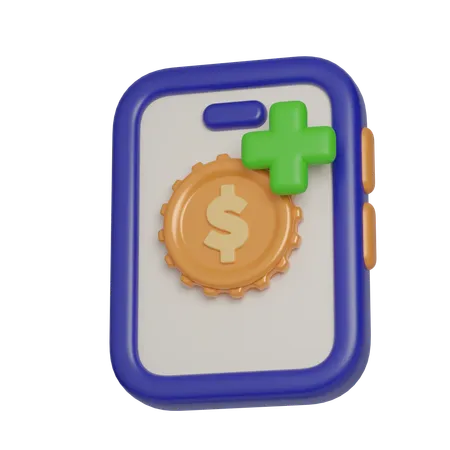 Phone With Growth Money Coin Plus 3 D Icon Financial And Banking 3 D Illustration 3D Icon