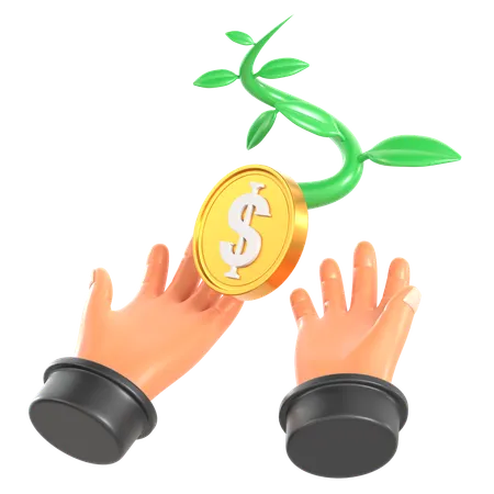Money Growth 3 D Fintech Icon 3D Icon