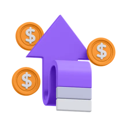 An Icon Of Currency Uptrend In 3 D Format 3D Icon